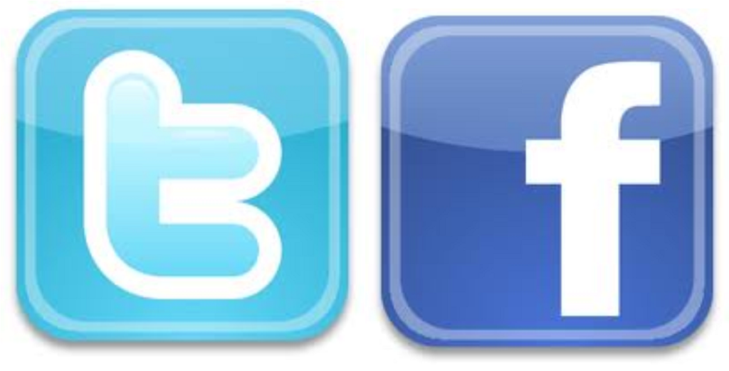 social network: logo di twitter e facebook