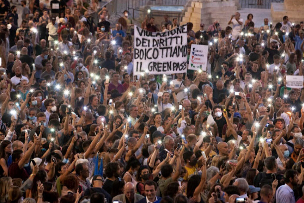 manifestazione no green pass a roma