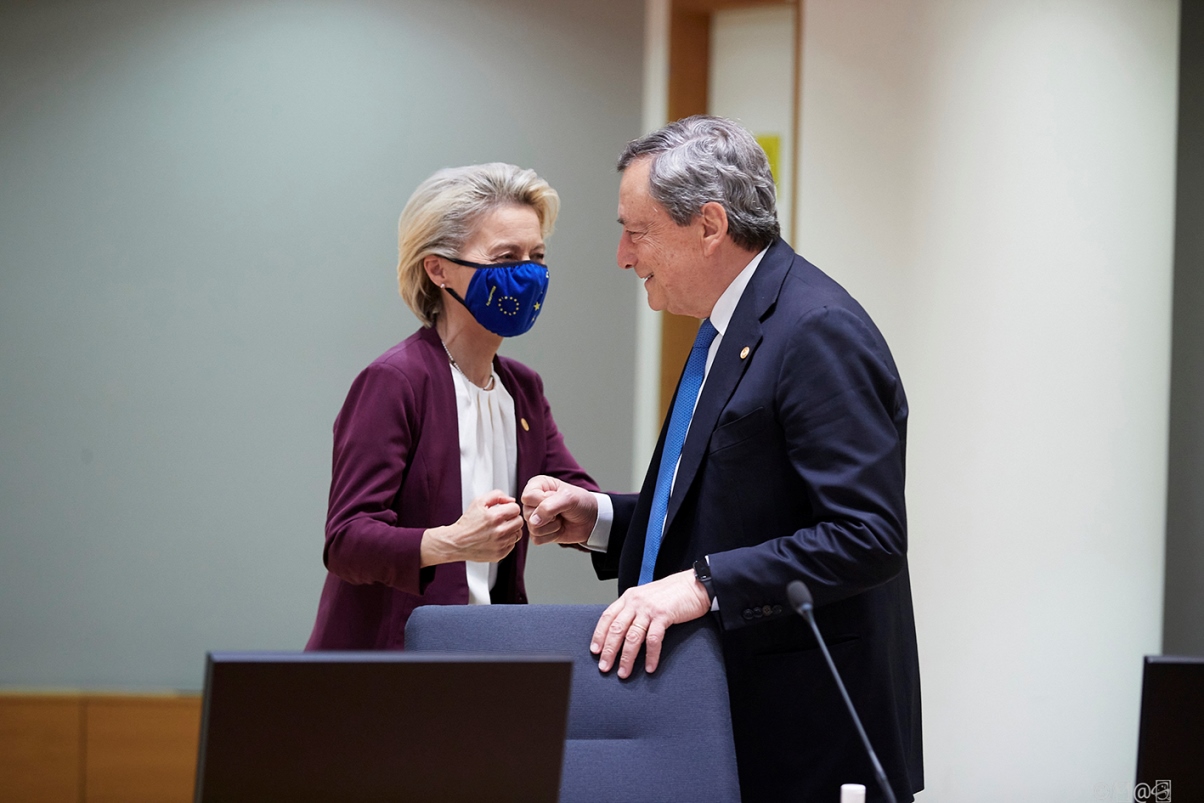 Mario Draghi e Ursula Von Der Leyen