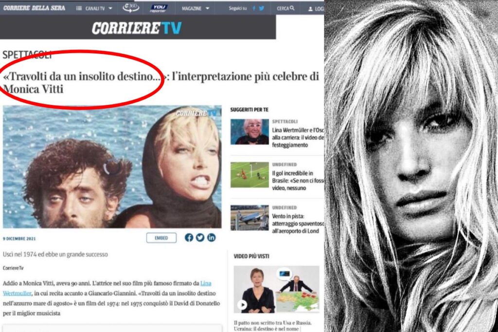 bamba della settimana, gaffe del corsera su monica vitti