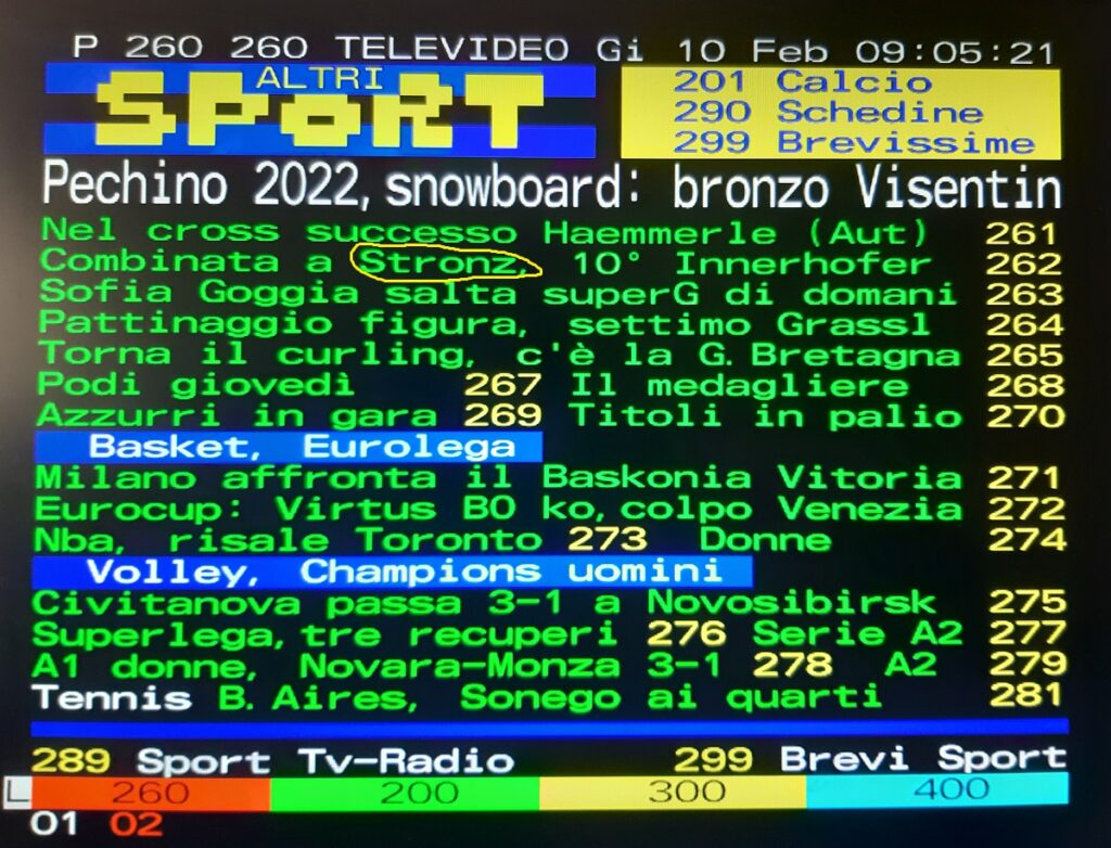 Screenshot Televideo Rai, bamba della settimana