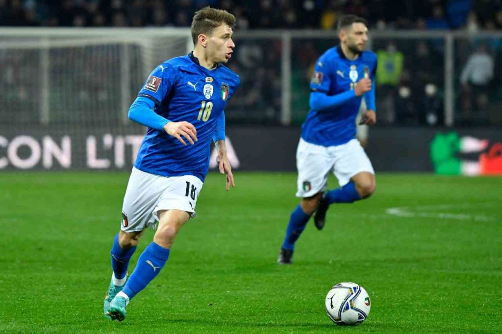 Barella durante un momento di gioco in Italia Macedonia del Nord