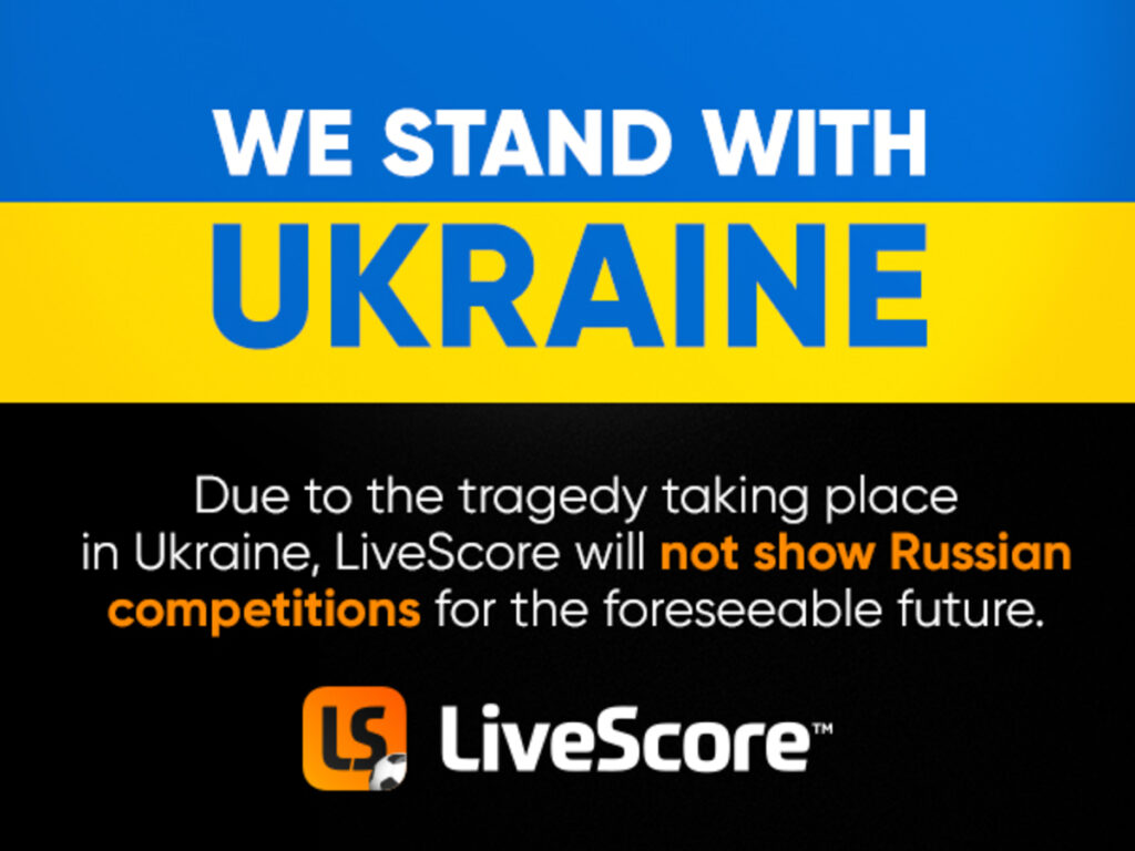 LiveScore.com rimuove gli aggiornamenti sui tornei in Russia