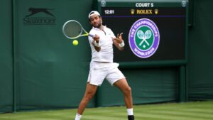 Matteo Berrettini durante un allenamento a Wimbledon