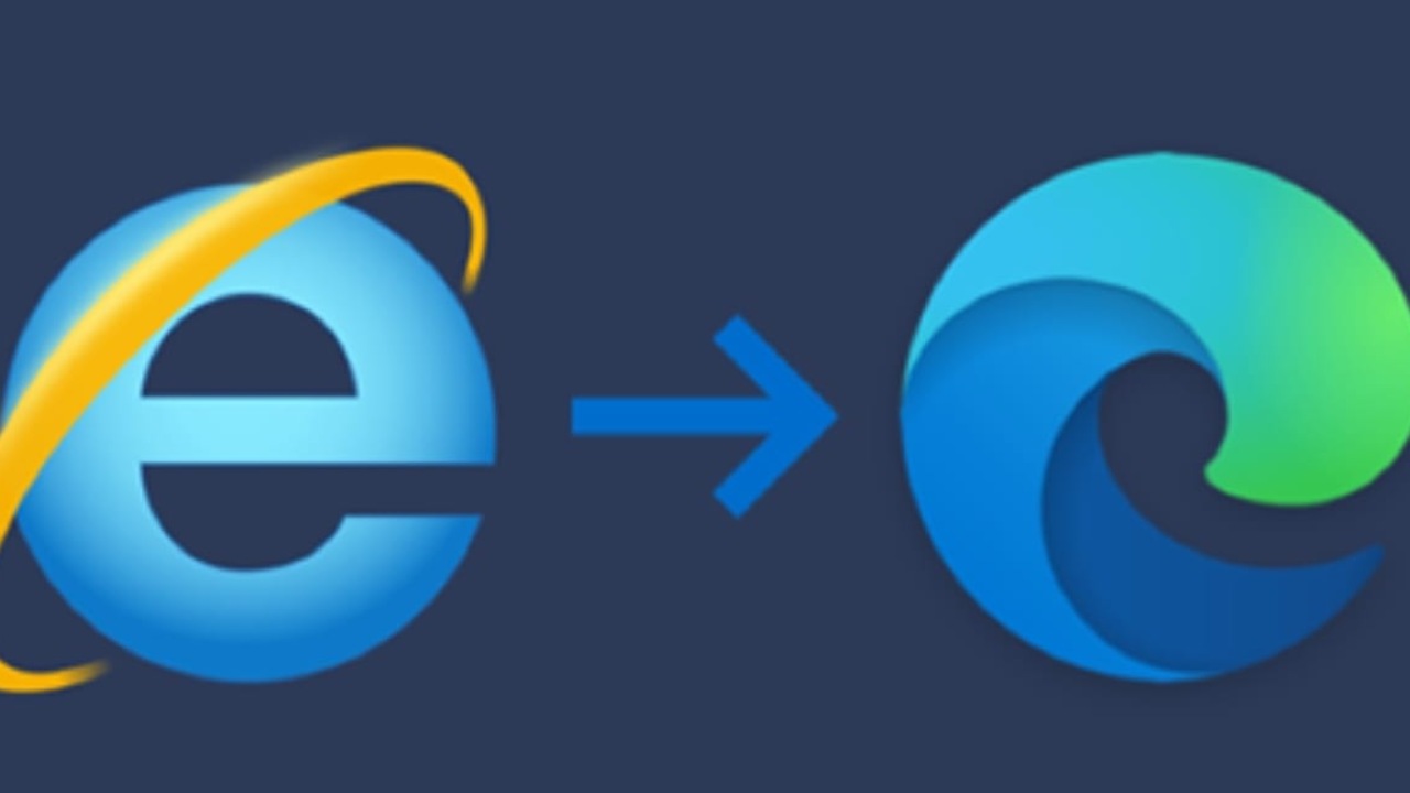 I loghi di Internet Explorer e Microsoft Edge che fanno capire il passaggio di consegna