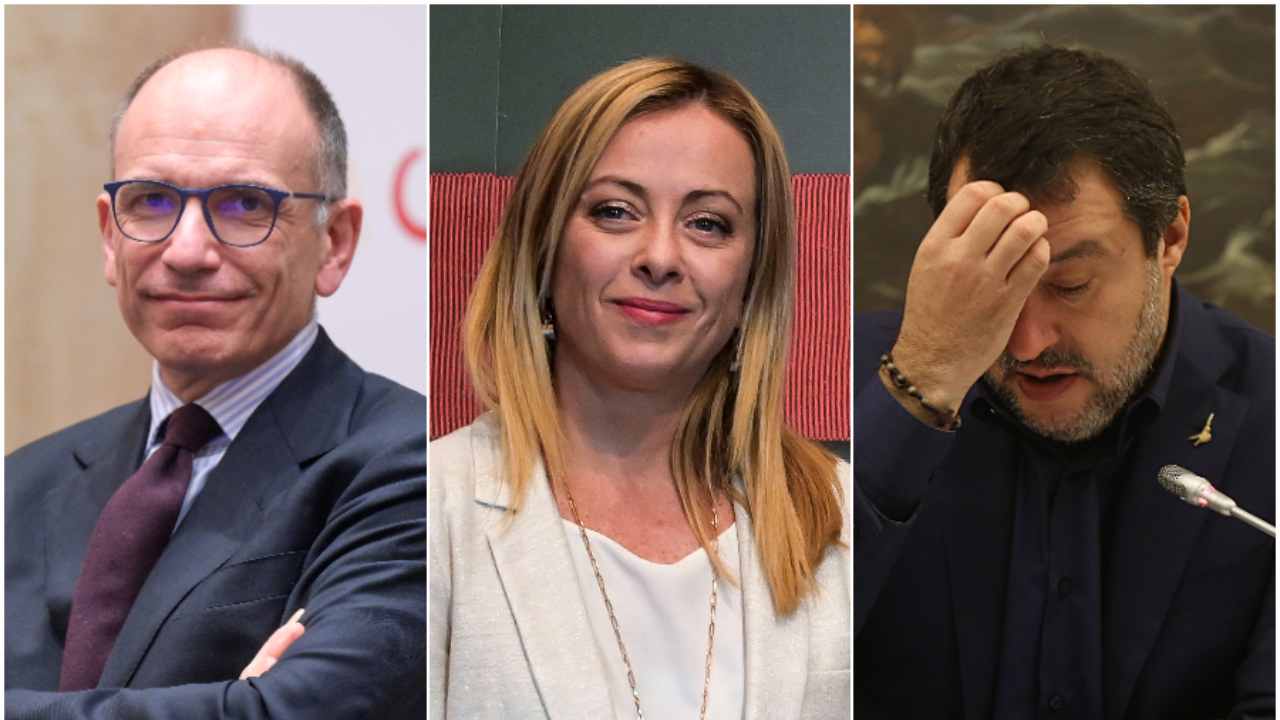 Giorgia Meloni, Matteo Salvini e Enrico Letta