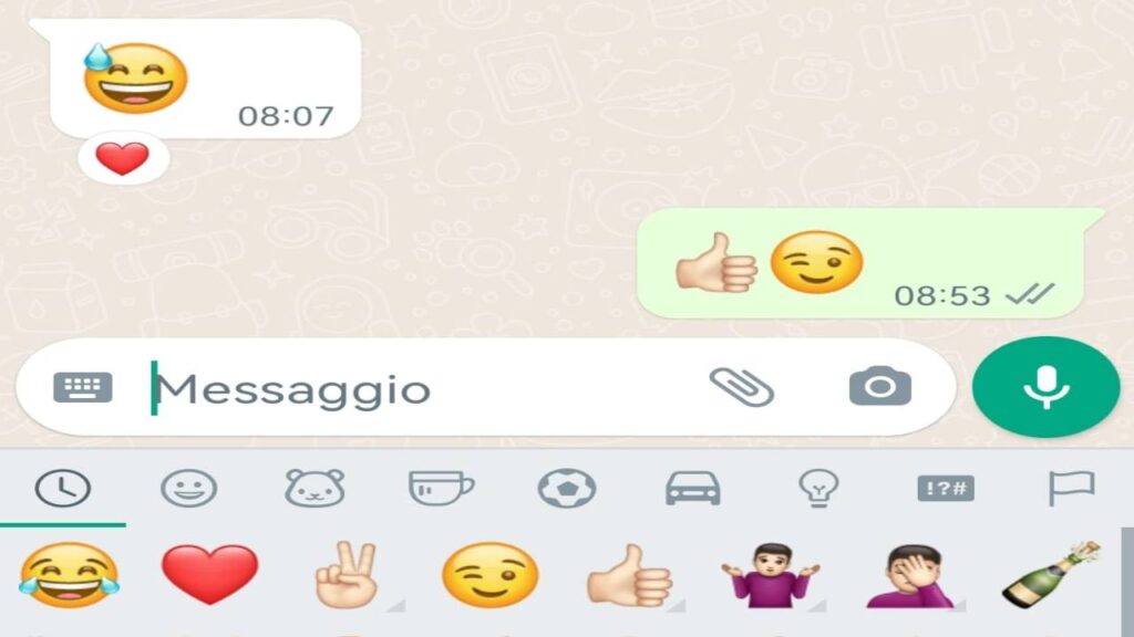 Una chat di WhatsApp con le Emoji