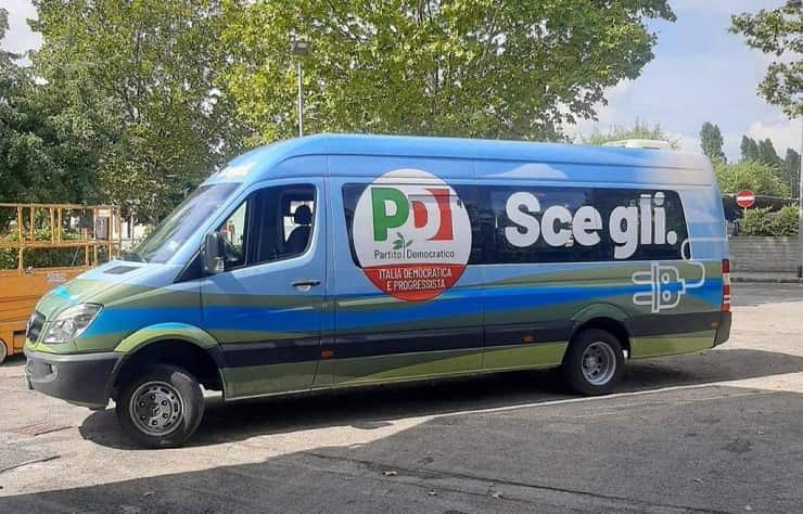 Il pulmino elettrico del Pd, Campagna elettorale