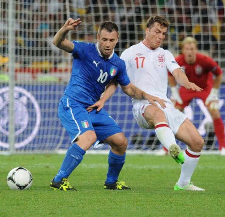 Antonio Cassano in azione durante una partita della Nazionale