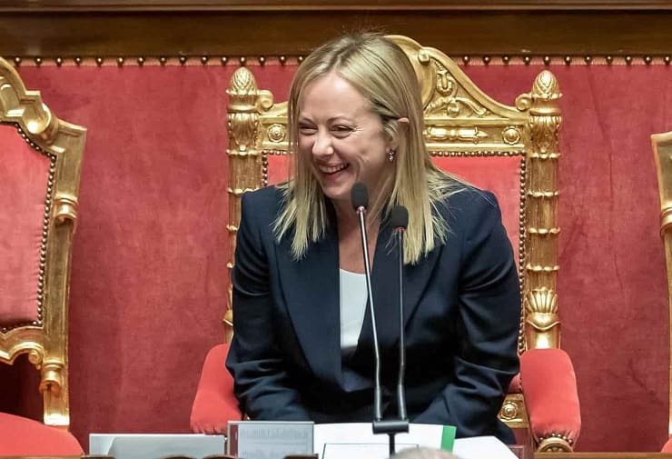 Giorgia Meloni in Senato per la fiducia al proprio Governo