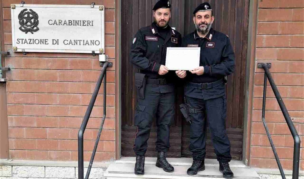 Il Carabiniere Michele Farneti e il Maresciallo Fabio Ventanni, Comandante della stazione dei Carabinieri di Cantiano