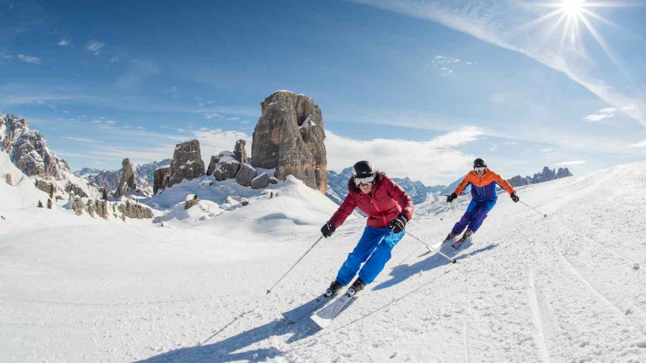 Sciatori a Cortina d'Ampezzo
