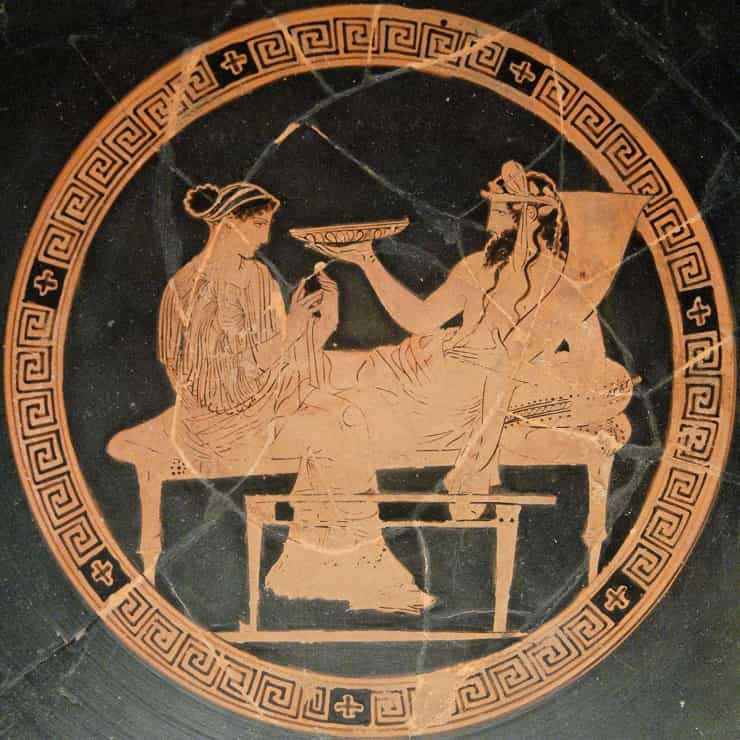 Ade e Persefone. Interno di una kylix a figure rosse