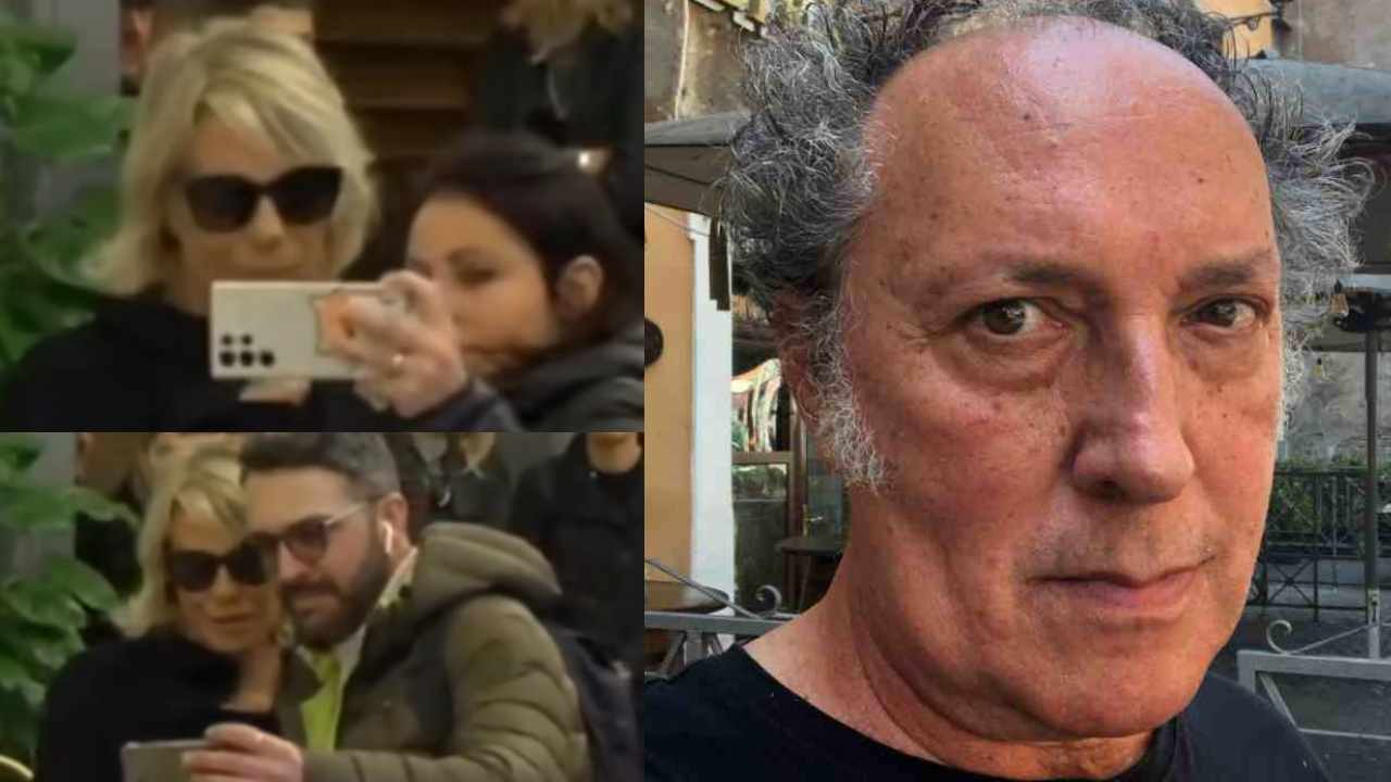 Selfie con Maria De Filippi alla camera ardente di Maurizio Costanzo e Fulvio Abbate