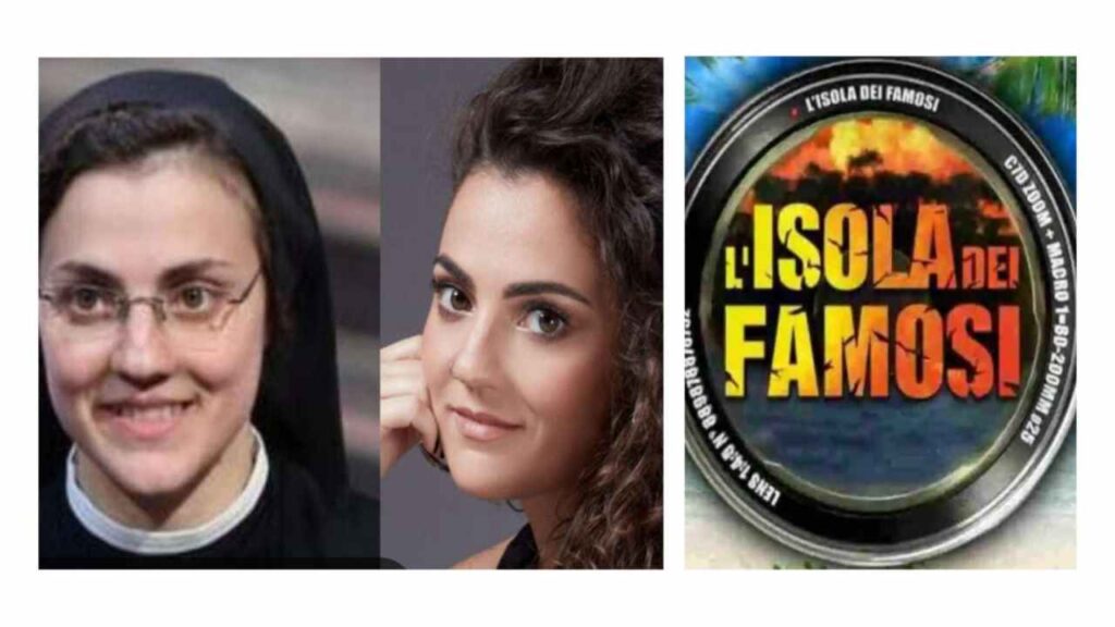 Suor Cristina e Cristina Scuccia con il logo de L'Isola dei Famosi