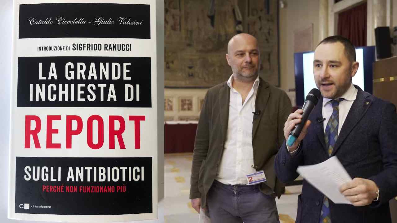 Il libro "La grande inchiesta di Report" e gli autori Giulio Valesini e Cataldo Ciccolella