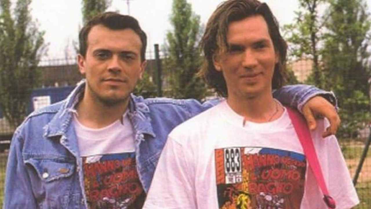 Gli 883, Max Pezzali e Mauro Repetto in una foto degli anni 90