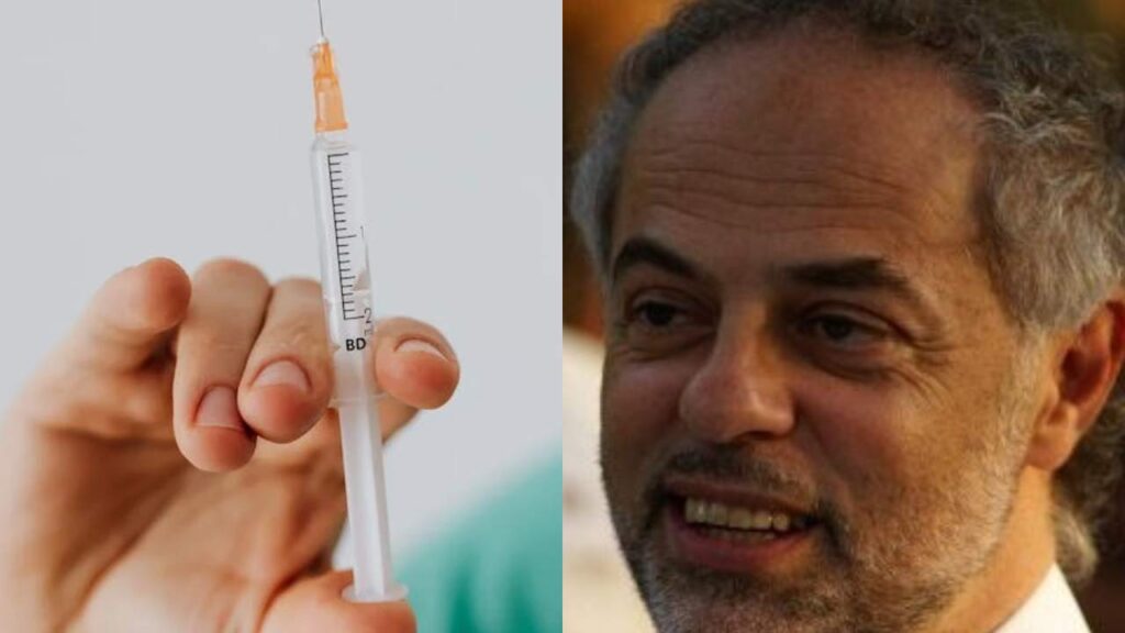 Un collage con una siringa contenente un vaccino e il Prof. Maurizio Federico