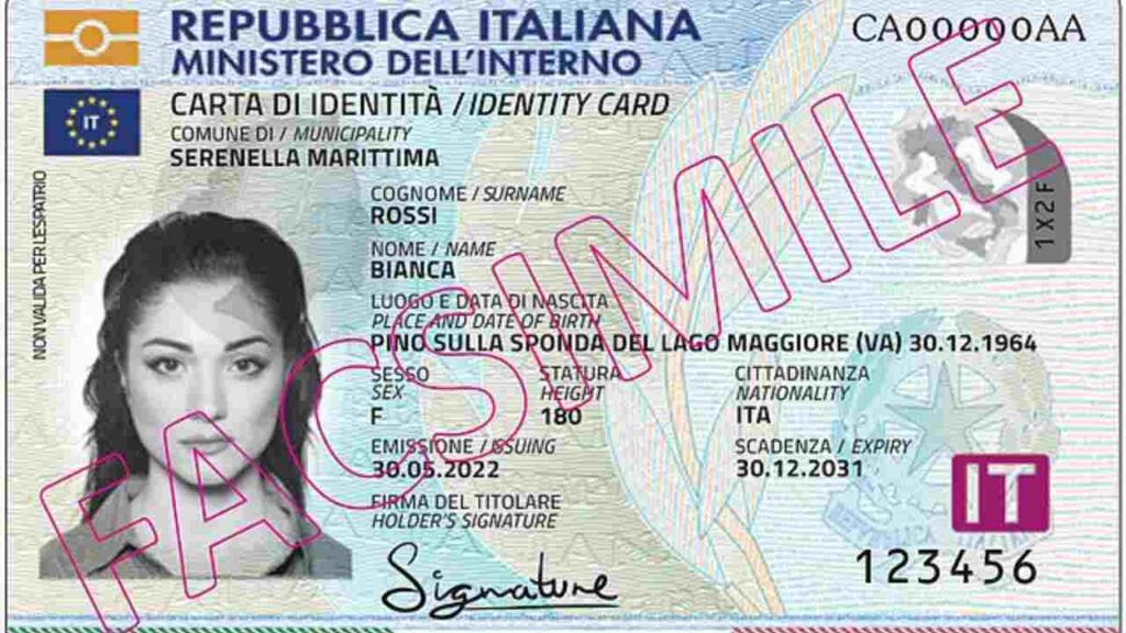 Facsimile di Carta d'Identità Elettronica