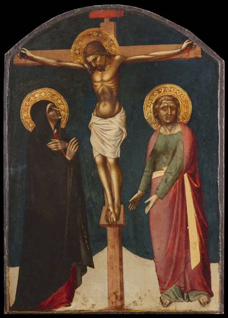 Luca di Tommè - Crocifissione tra la Vergine Maria e San Giovanni Evangelista