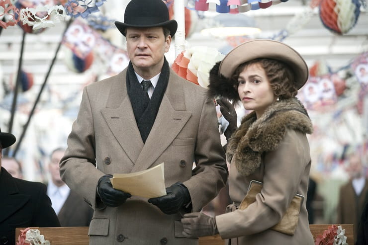 Colin Firth ed Helena Bonham Carter sul set de “Il discorso del re”