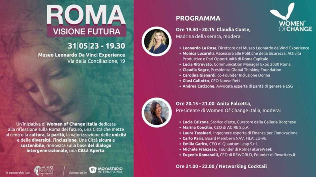Programma dell'evento sul futuro Roma Visione Futura di Anita Falcetta Women Of Change