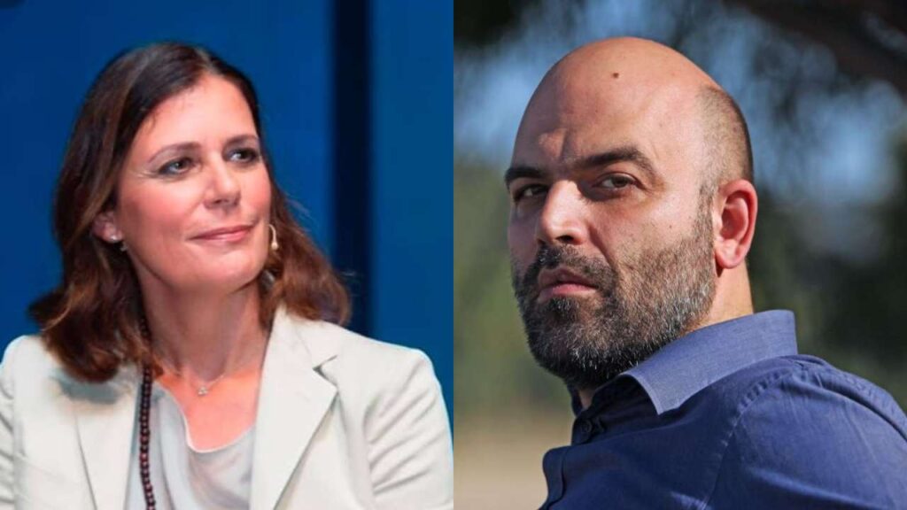 Un collage di foto con Marinella Soldi e Roberto Saviano