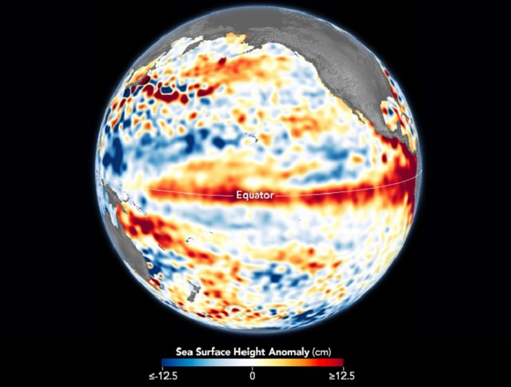 El Niño “fotografato” dall’Earth Observatory della NASA. Caldo