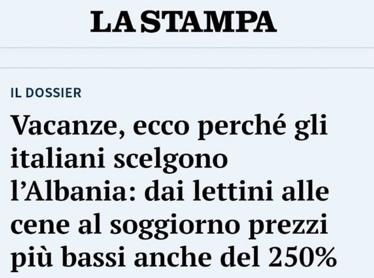 Screenshot del titolo de La Stampa del 12 agosto 2023