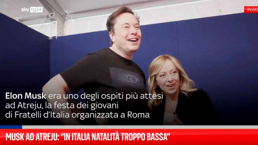 Elon Musk e Giorgia Meloni ad Atreju