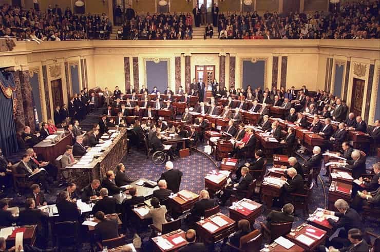 Sessione del Senato Usa durante la procedura di impeachment contro Bill Clinton nel 1999