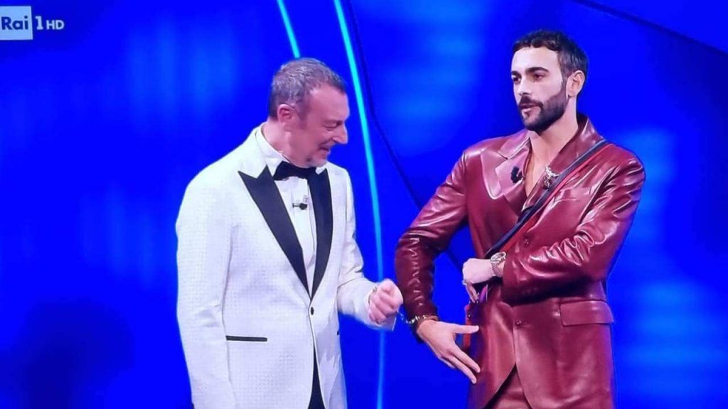 Amadeus e Marco Mengoni al Festival di Sanremo 2024