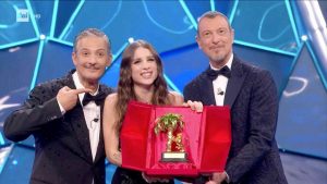 Fiorello, Angelina Mango che ha vinto Sanremo 2024 e Amadeus