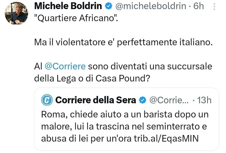 Screenshot del tweet di Michele Boldrin