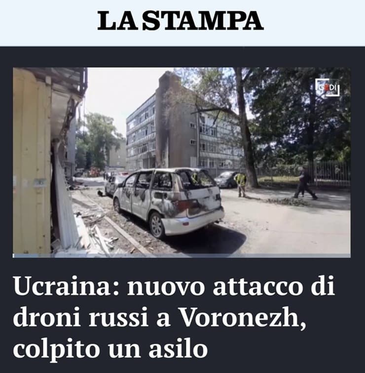 Screenshot del titolo de La Stampa del 15 luglio 2025