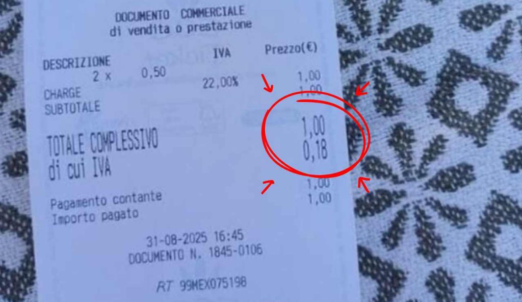 Scontrino ricarica cellulare