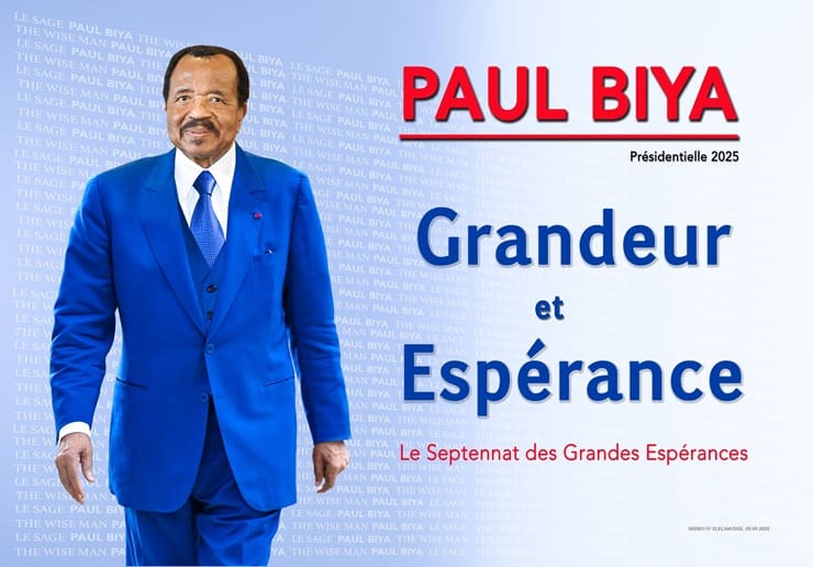 Immagine pubblicitaria della campagna elettorale di Paul Biya in Camerun, Africa