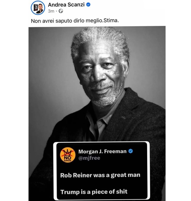 Screenshot del post di Andrea Scanzi del 17 dicembre 2025