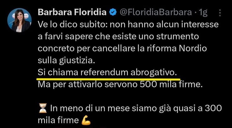 Screenshot del post di Barbara Floridia dell’11 gennaio 2026. Bamba del mese