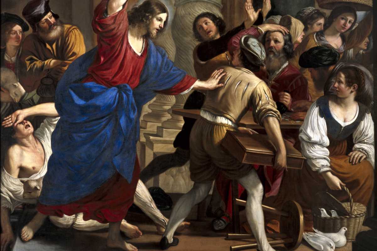 Guercino, particolare opera "Gesù scaccia i mercanti dal tempio"